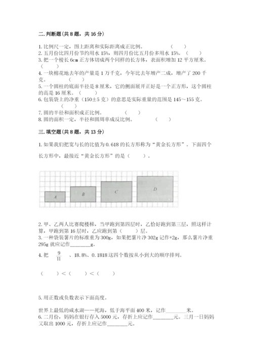 人教版六年级下册数学期末测试卷附参考答案（精练）.docx