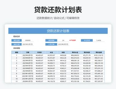 贷款还款计划表