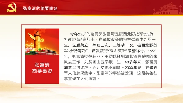 学习张富清先进事迹心得体会党课PPT模板