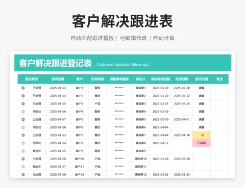 客户解决跟进表自动匹配跟进看板