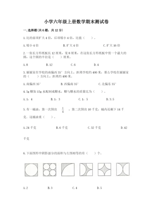 小学六年级上册数学期末测试卷（名师推荐）word版.docx