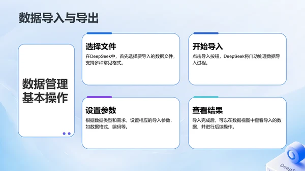蓝色3D风DeepSeek入门教程与常见问题解答PPT模板