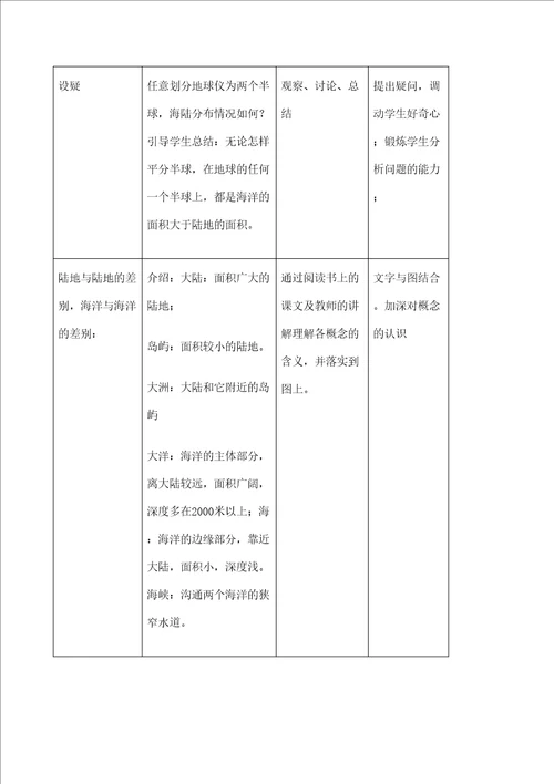 海陆分布教学设计教案