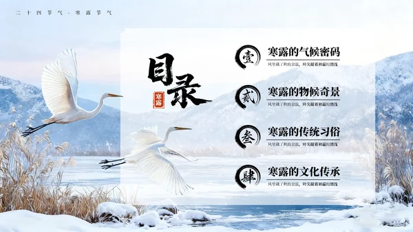 蓝色古风中国二十四节气寒露节气PPT模板