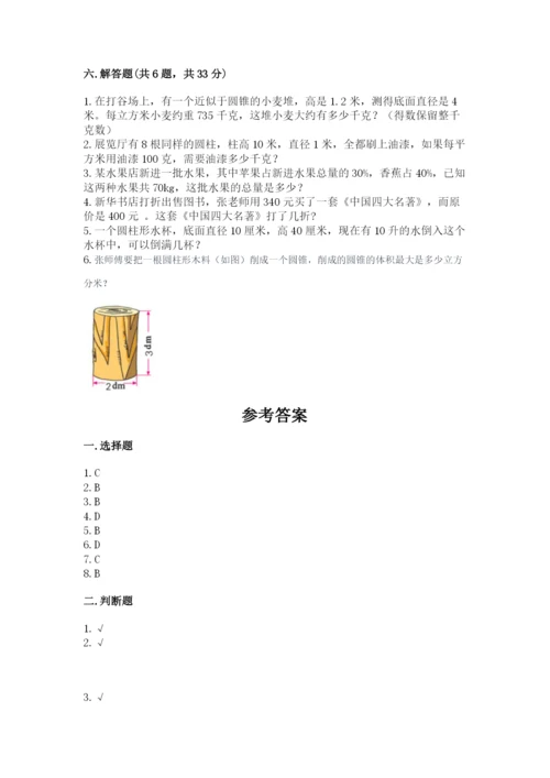 北师大版小学六年级下册数学期末综合素养测试卷含答案（夺分金卷）.docx