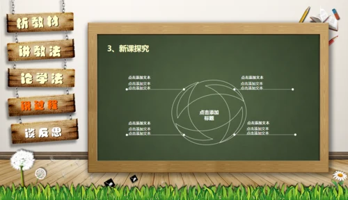 教师说课黑板卡通风格教育教学通用PPT模板