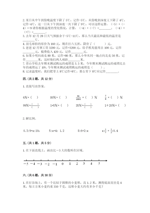 人教版数学六年级下册试题期末模拟检测卷【轻巧夺冠】.docx