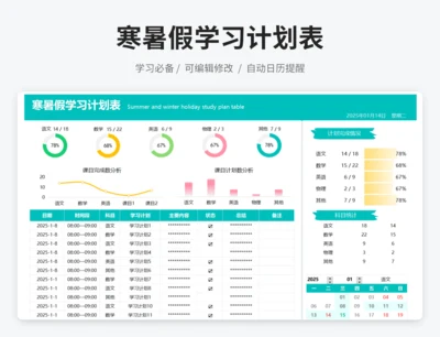 寒暑假学习计划表