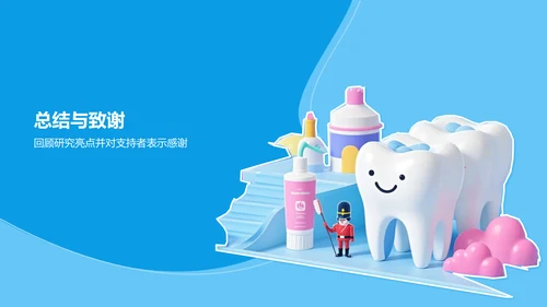 蓝色3D风口腔医学研究毕业答辩PPT模板