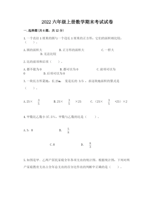 2022六年级上册数学期末考试试卷带答案（轻巧夺冠）.docx