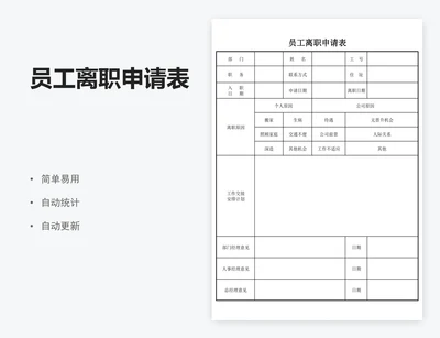 员工离职申请表