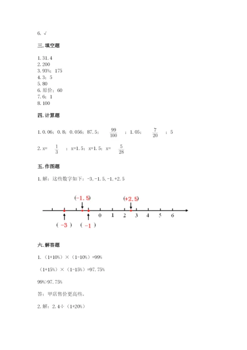 临沂市蒙阴县六年级下册数学期末测试卷精品.docx