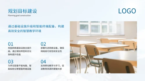 蓝色简约风智慧校园建设进展述职PPT