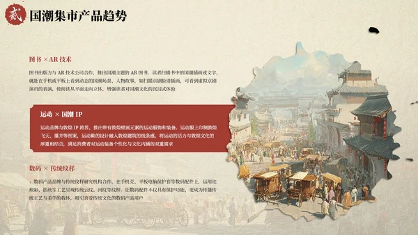 红色国风国潮集市市场分析报告PPT模板