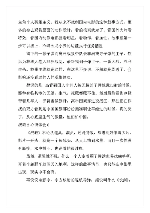 2022年战狼2心得体会