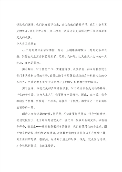 个人实习总结3篇