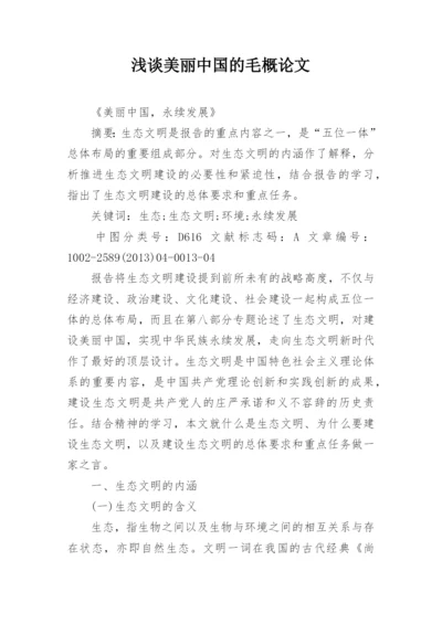 浅谈美丽中国的毛概论文.docx