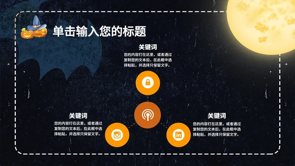 黑色卡通风万圣节主题活动策划PPT模板