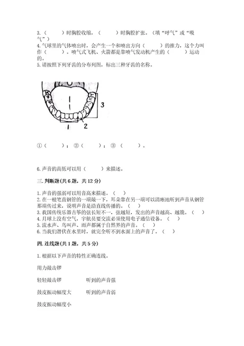 教科版四年级上册科学期末测试卷（满分必刷）