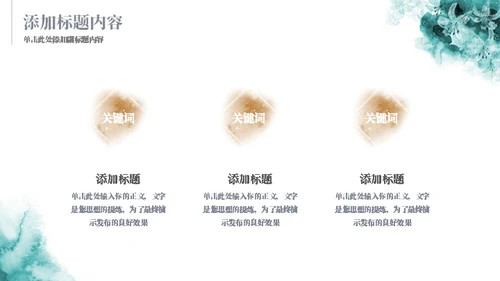 墨绿的花水粉彩绘通用ppt模板