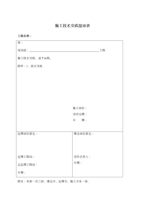 开工报审施工单位使用表格施工单位需要提交的表格.docx