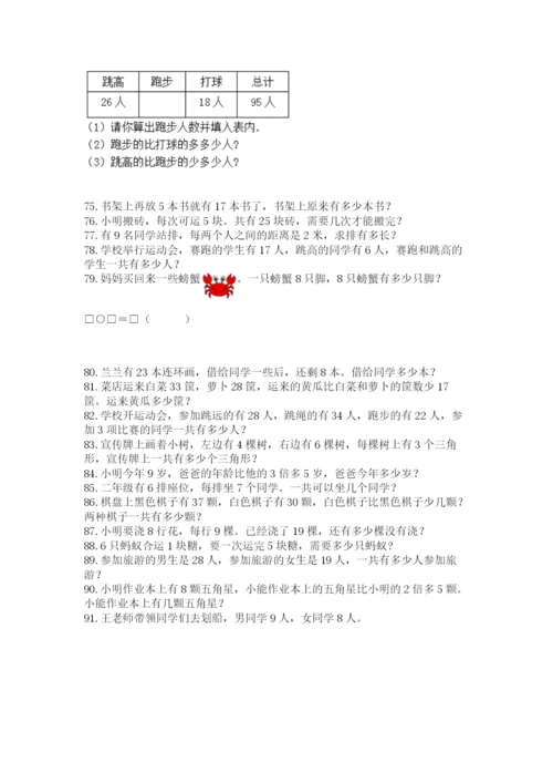 小学二年级上册数学应用题100道附参考答案（实用）.docx