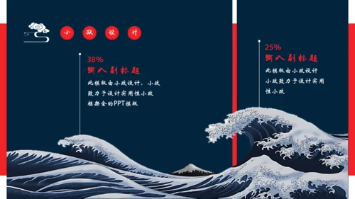 日式浮世绘神奈川冲浪里主题通用PPT模版