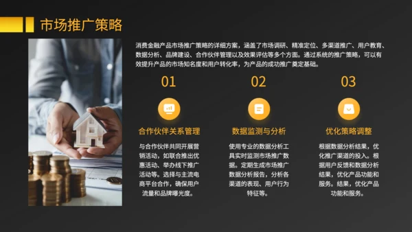 黑色商务风消费金融产品的市场推广与盈利规划PPT