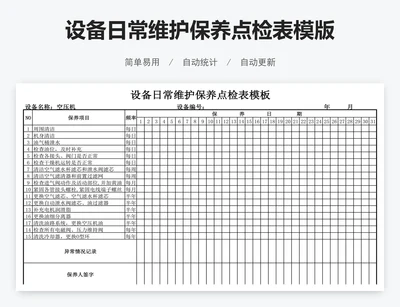 设备日常维护保养点检表模版