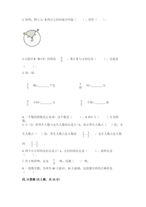 人教版小学六年级上册数学期末测试卷精品（b卷）.docx