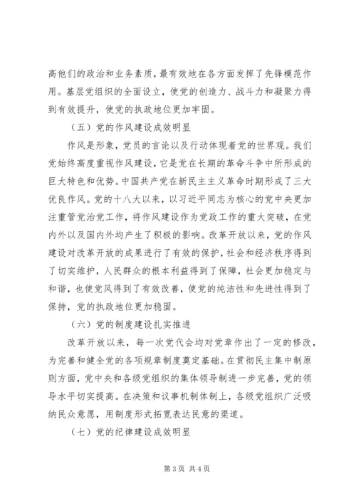 改革开放40周年党的建设成就学习心得.docx