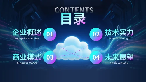 蓝紫色科技风科技公司行业展会PPT模版