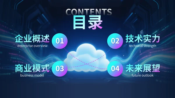 蓝紫色科技风科技公司行业展会PPT模版