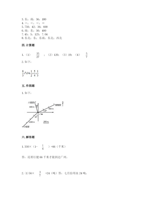 人教版六年级上册数学期中测试卷完整参考答案.docx