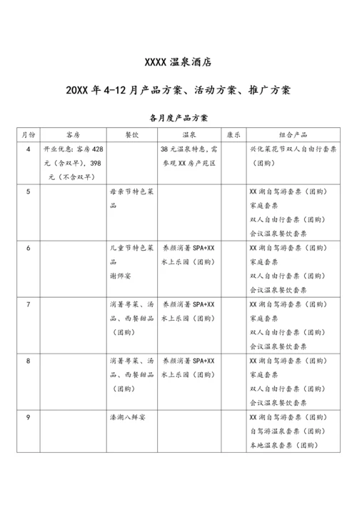 09-温泉酒店产品方案、活动方案、推广方案.docx