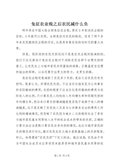 免征农业税之后农民减什么负.docx