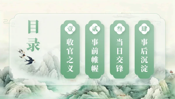 绿色中国风项目总结内部复盘会PPT模板