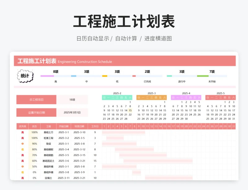 工程施工计划表