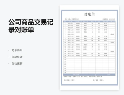 公司商品交易记录对账单