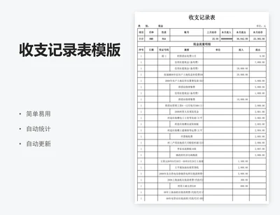收支记录表模版