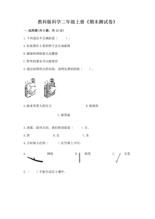 教科版科学二年级上册《期末测试卷》（重点班）.docx