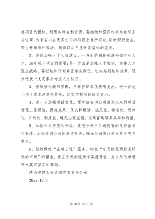 电建咨询公司工作总结及工作思路和安排 (2).docx