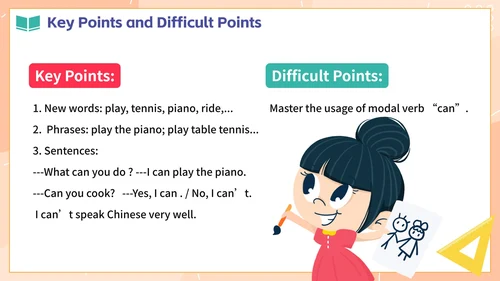 彩色卡通手绘小学英语说课设计PPT模板
