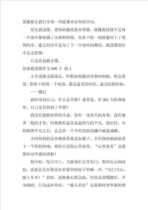 原来我没懂作文600字33篇