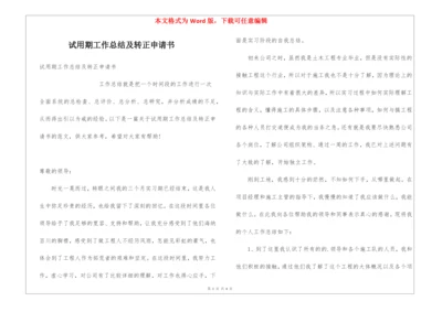 试用期工作总结及转正申请书.docx