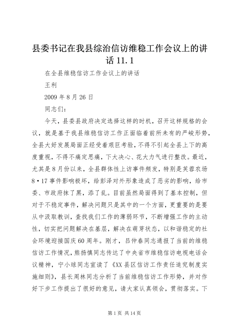 县委书记在我县综治信访维稳工作会议上的讲话11.docx