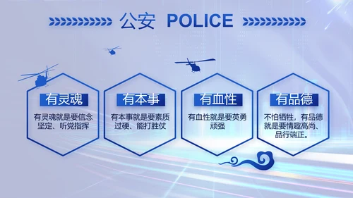 蓝色大气公安警察年终工作总结PPT