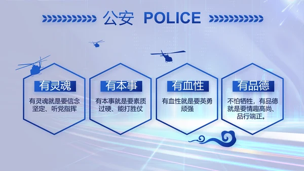 蓝色大气公安警察年终工作总结PPT
