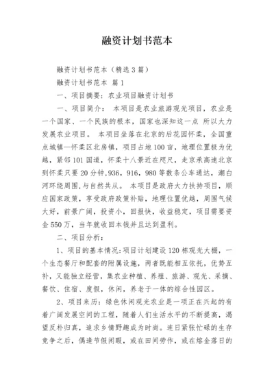 融资计划书范本.docx