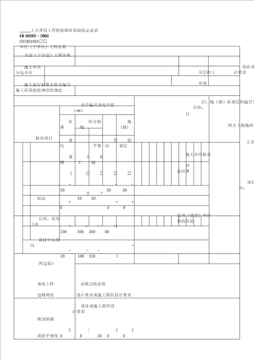 土方开挖工程检验批2401001doc